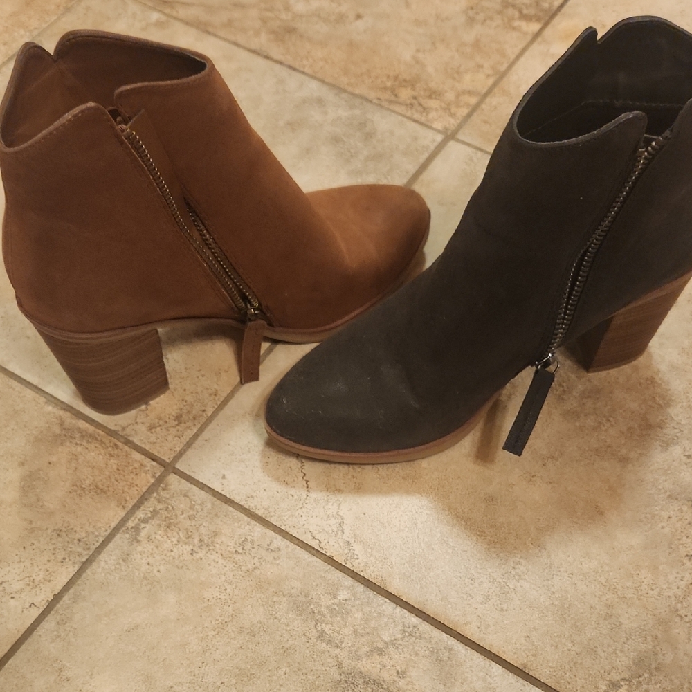 MIA Brown and Black Ankle Boots with Chunky and Thin Heels